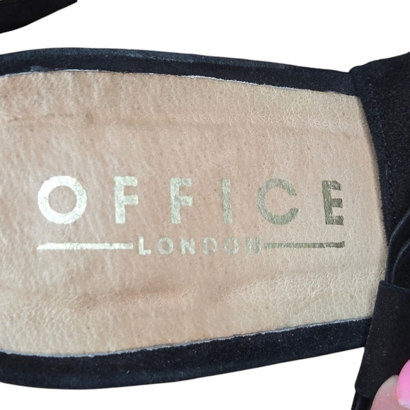 OFFICE LONDON Women's Black Slingback Suede Block Heels - Picture 6 of 7
